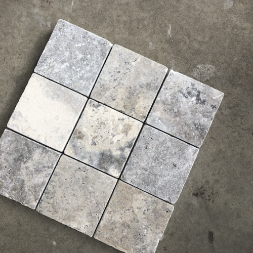 Silver travertine cobble