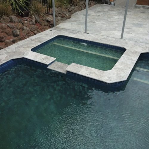 silver travertine pool